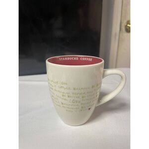Starbucks Coffee Mug Red Interior Be Happy Love Renew Keep‎ It Simple